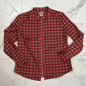 Anne Klein Red Patterned Button Down Shirt